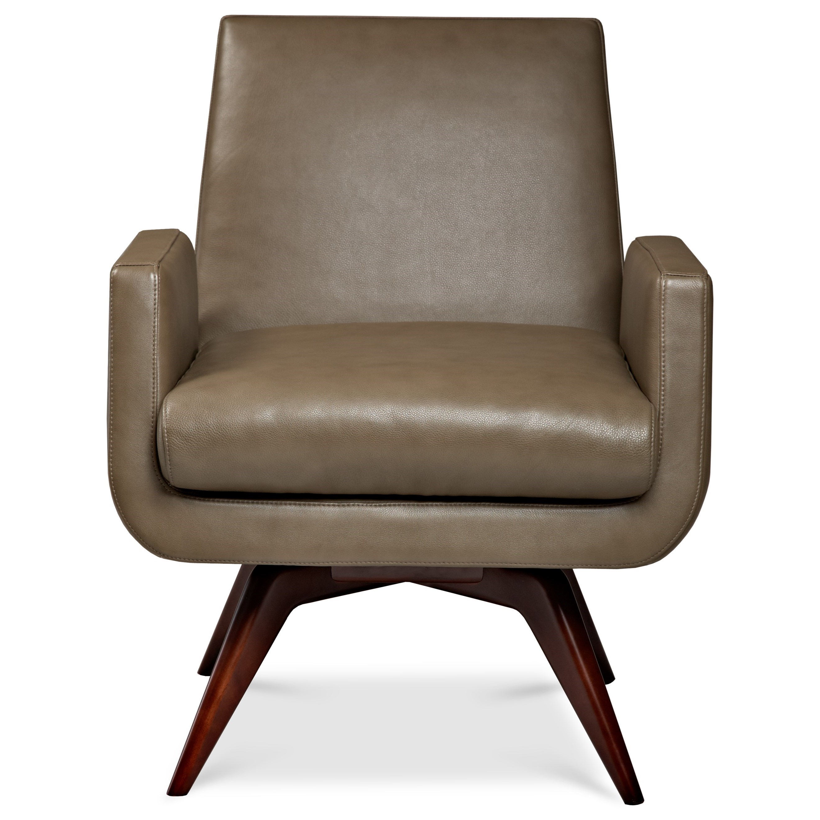American Leather Marshall Mid Century Modern Swivel Chair with